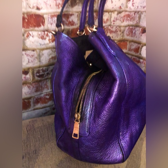 STUNNING Coach Madison Metallic Purple Mult Color Pebbled Leather Shoulder Bag - Picture 14 of 14